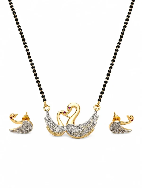 Elegant Dual Duck Mangalsutra Set with Matching Earrings