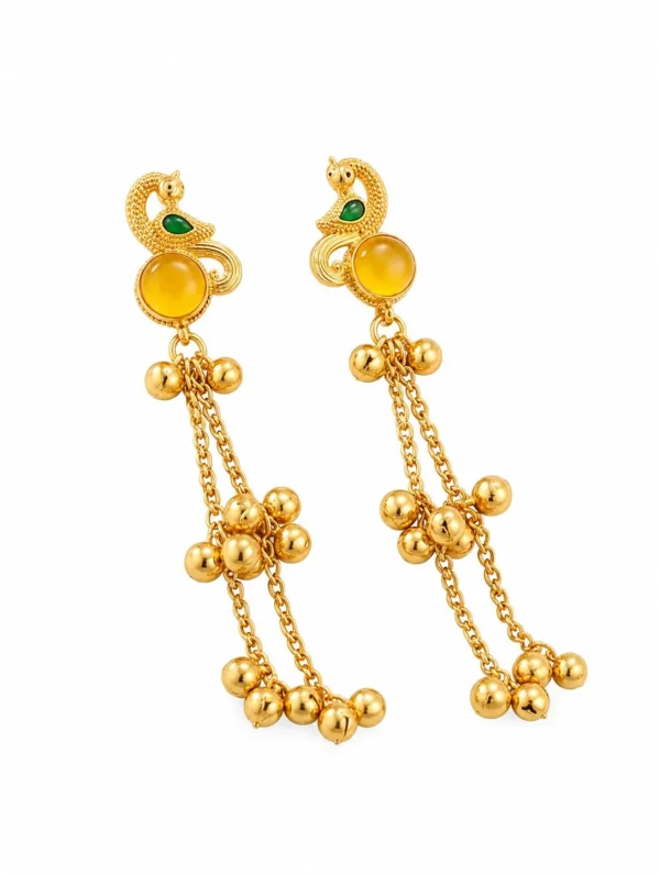 Radiant Yellow Peacock Kashmiri Earrings for Artistic Style