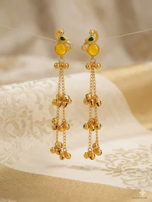 Radiant Yellow Peacock Kashmiri Earrings for Artistic Style